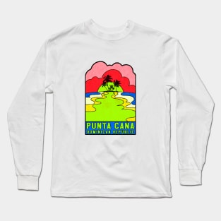 Punta Cana Dominican Republic Groovy Sunset 70's Hippie Hippy Vintage Long Sleeve T-Shirt